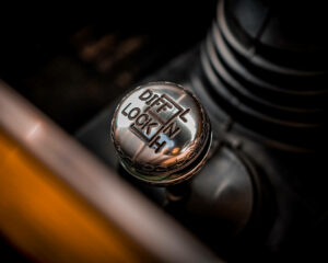 Custom billet diff lock gear knob engraved by John Rigby & Co.