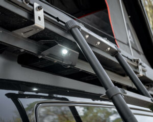 Rock light and ladder to roof tent on the Toyota Land Cruiser