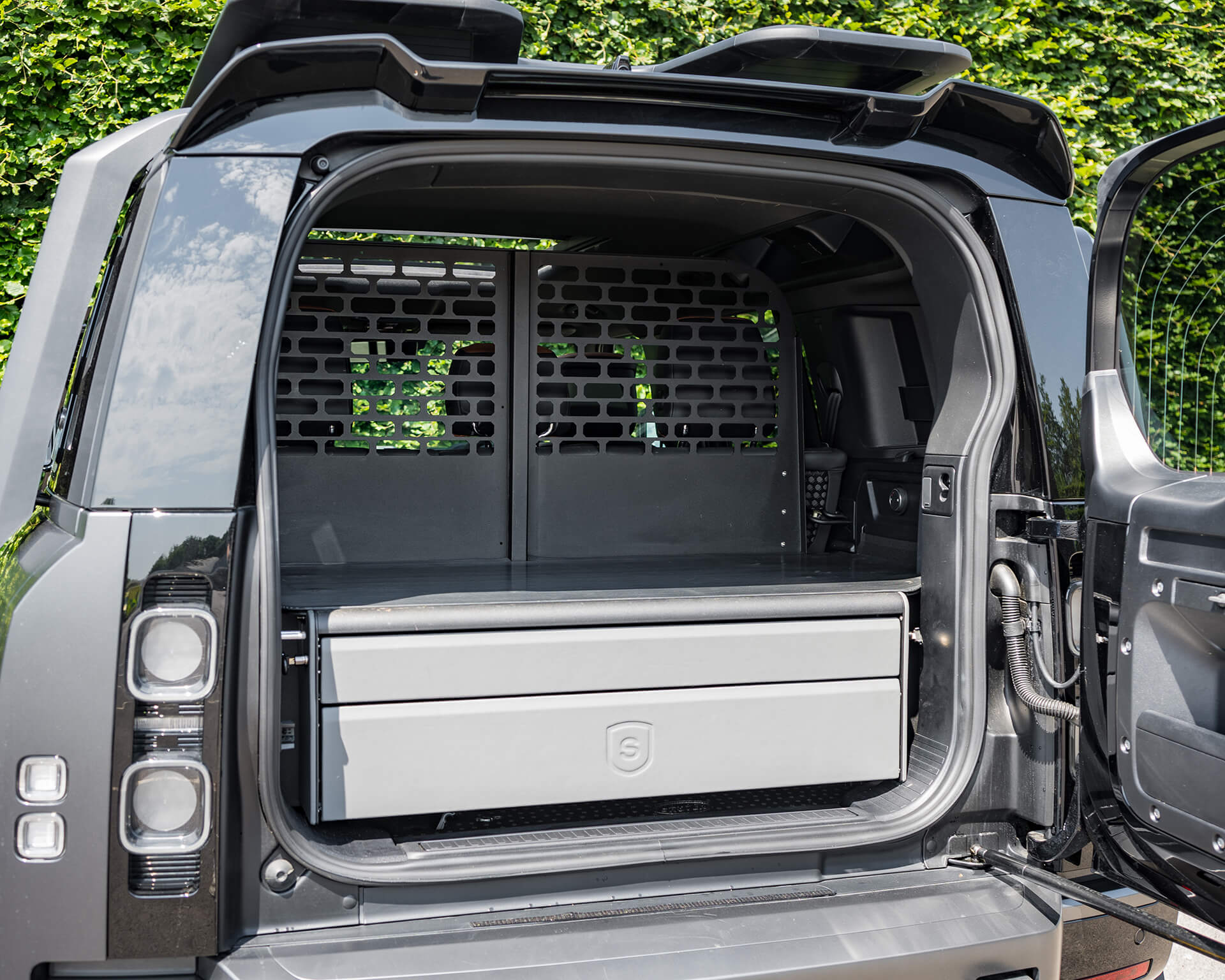 Two drawer unit in grey leather for new Defender 110