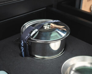 Storage for a Prims campfire cookset in a VW Transporter